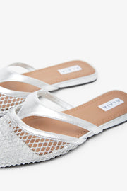 Infradito flat silver mules