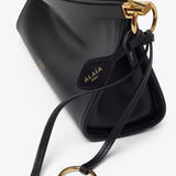 East West S black calf leather bag
