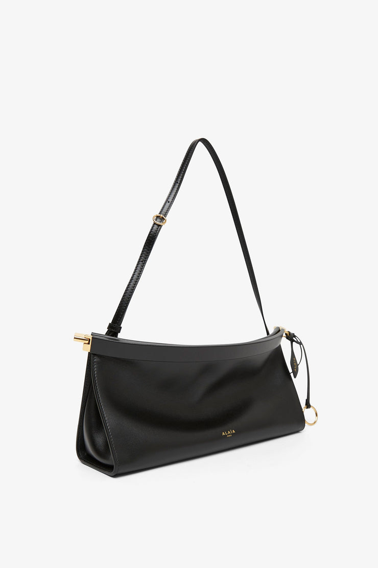 East West M black leather bag