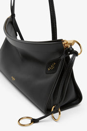 East West M black leather bag