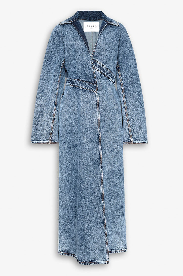 Spiral denim trench