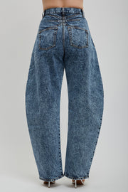 Round denim trousers