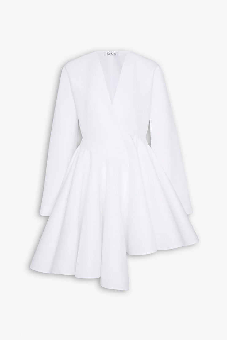 Asymmetric cotton poplin mini dress