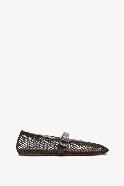 Khaki mesh ballet flats