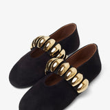 Black jewel ballet flats