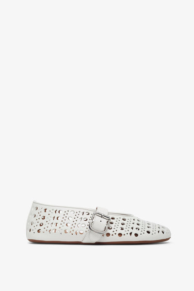 Vienne white leather ballet flats