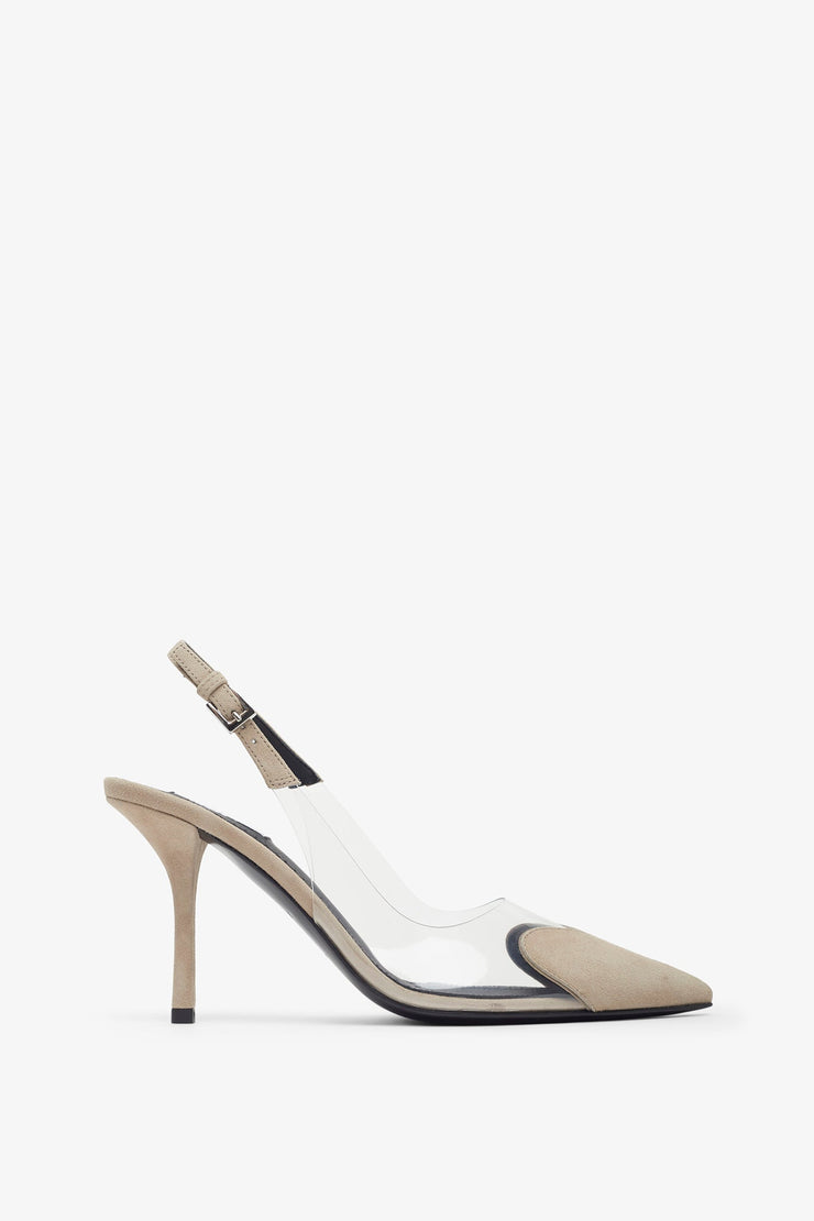 Le coeur 90 greige slingbacks