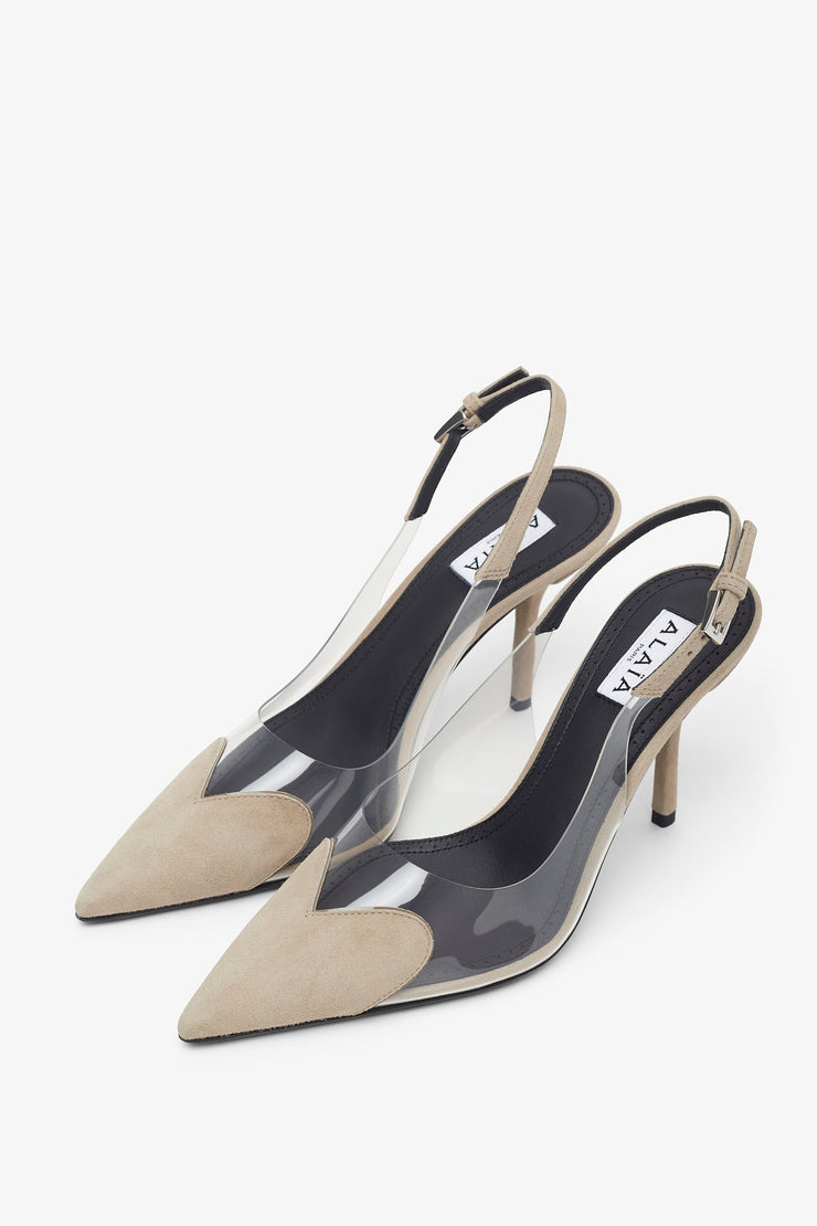 Le coeur 90 greige slingbacks
