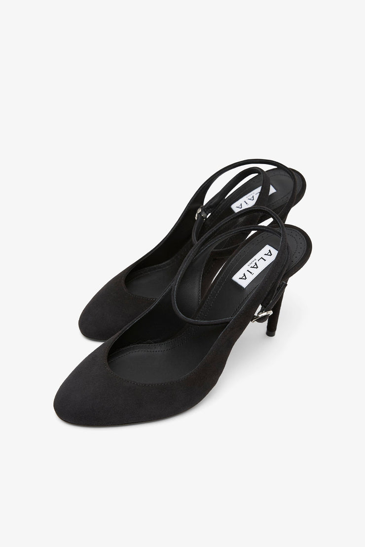 Decollete 90 black slingbacks