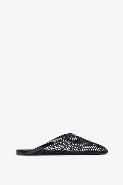 Black mesh flat Mules