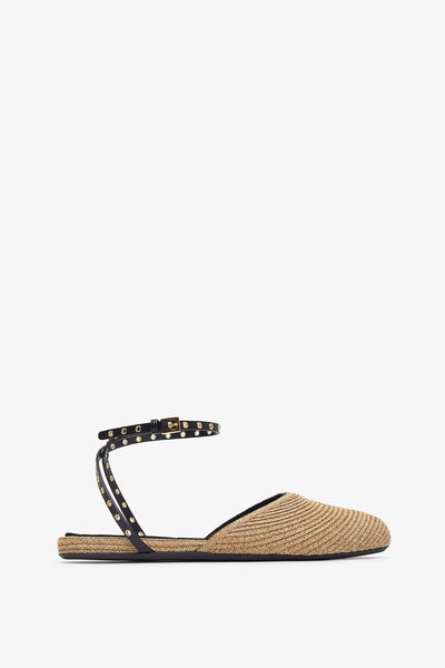 Paper straw nature flat sandals
