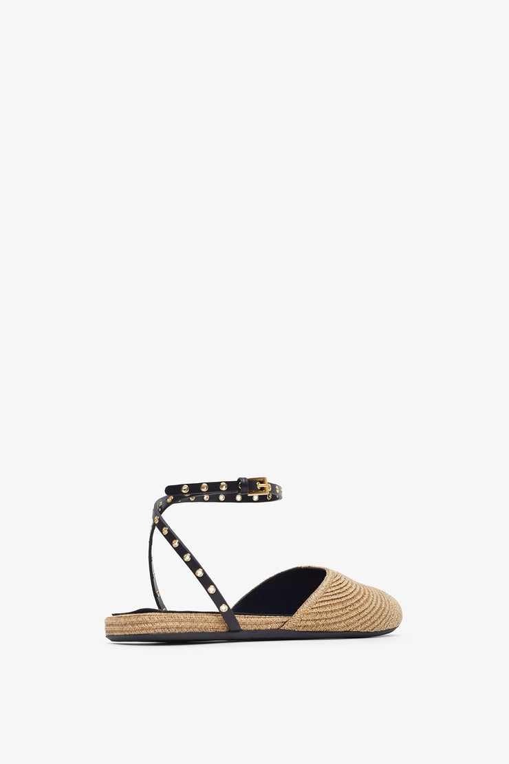 Paper straw nature flat sandals