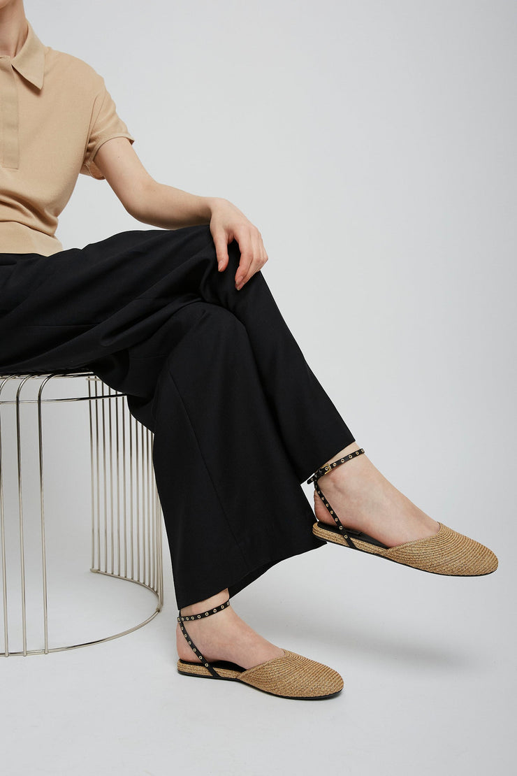 Paper straw nature flat sandals