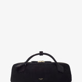 Le Teckel black suede clutch