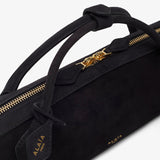 Le Teckel black suede clutch