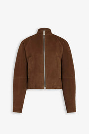 Round brown suede jacket