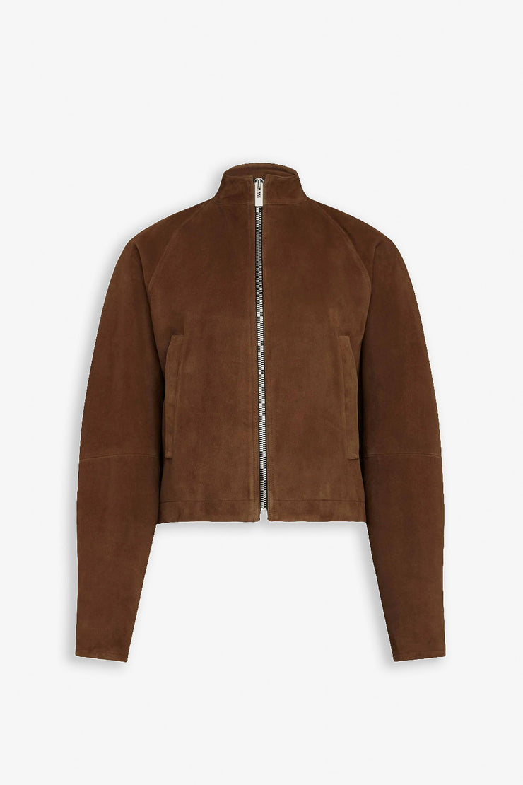 Round brown suede jacket