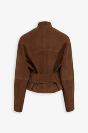 Round brown suede jacket