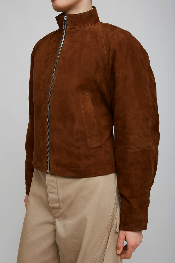 Round brown suede jacket