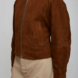 Round brown suede jacket