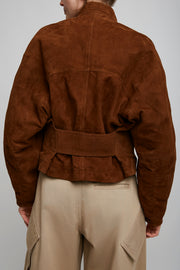 Round brown suede jacket