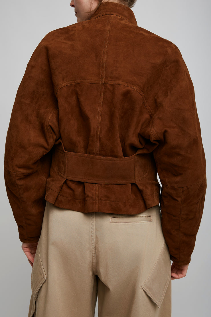 Round brown suede jacket