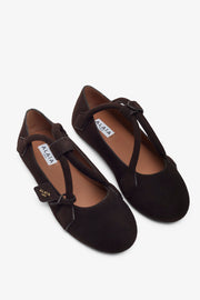 Teckel brown suede ballet flats