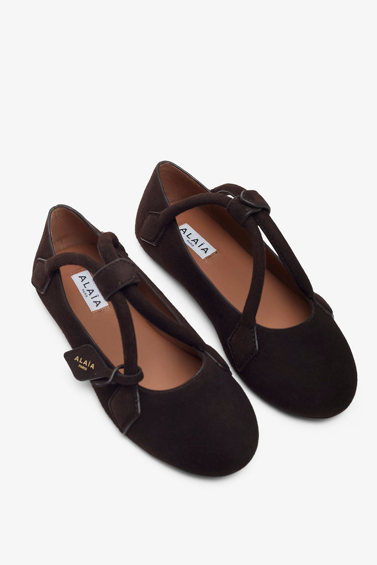 Teckel brown suede ballet flats