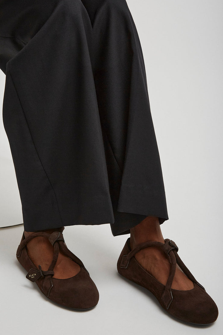 Teckel brown suede ballet flats