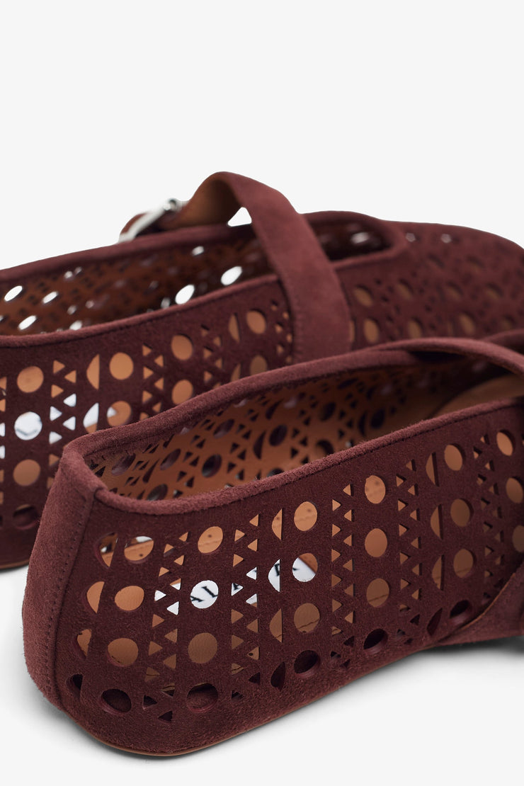 Vienne dark red suede ballet flats
