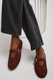 Vienne dark red suede ballet flats