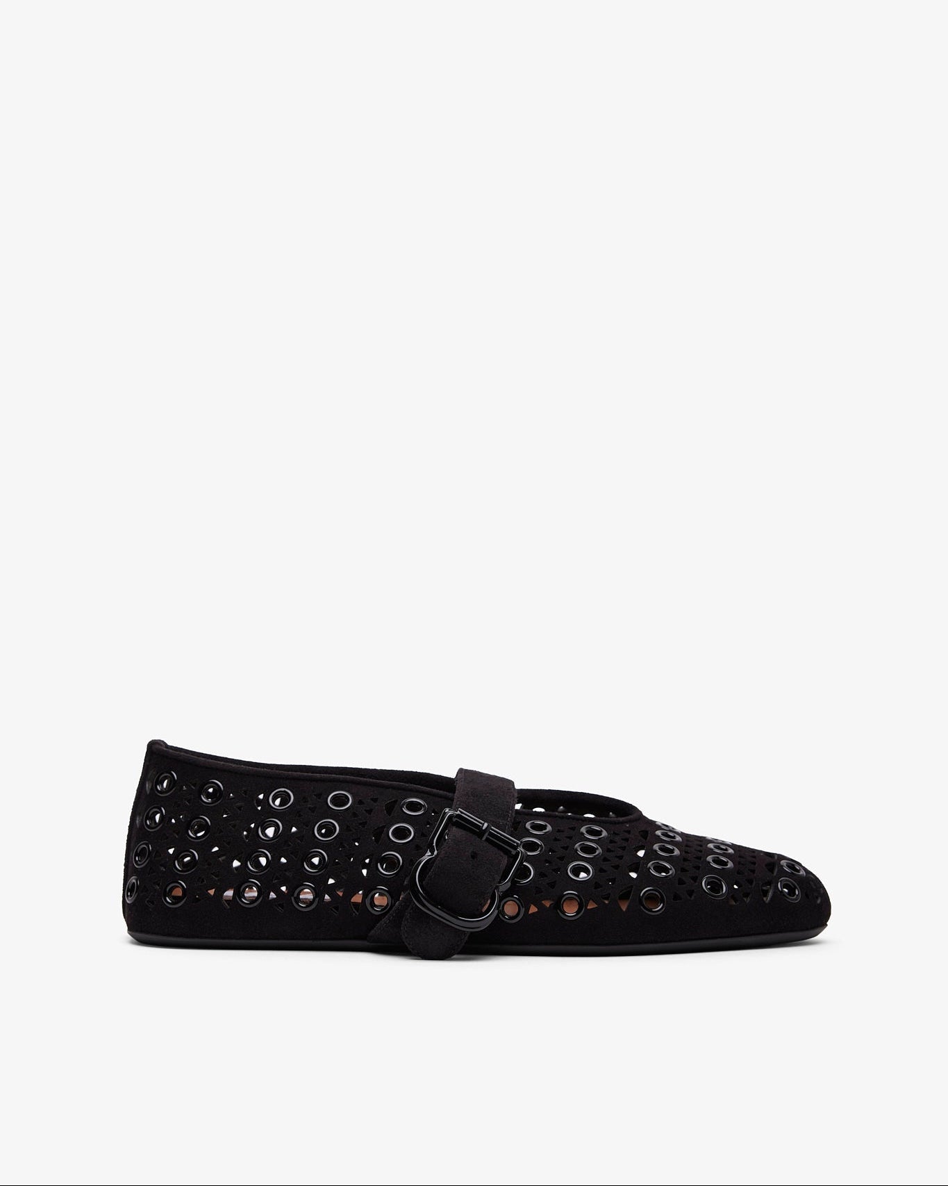 Black sneakers with white soles on a white background