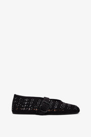 Vienne black suede ballet flats