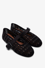 Vienne black suede ballet flats