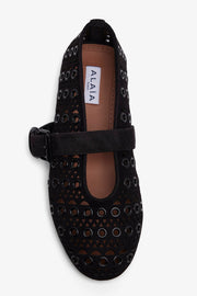 Vienne black suede ballet flats