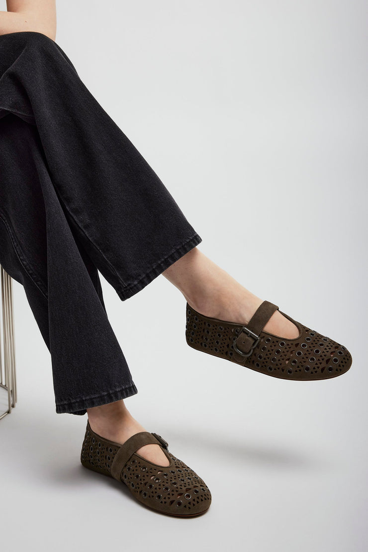 Vienne grey suede ballet flats