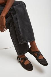 Criss cross brown ballet flats