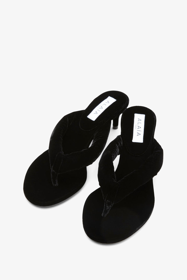 Infradito velvet thong mules