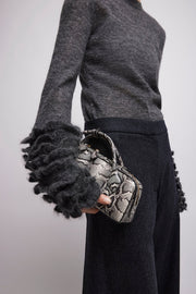 Teckel Clutch black and white bag