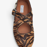 Criss cross brown and beige ballet flats