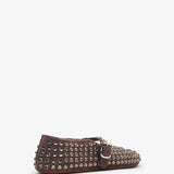 Embellished brown suede ballet flats