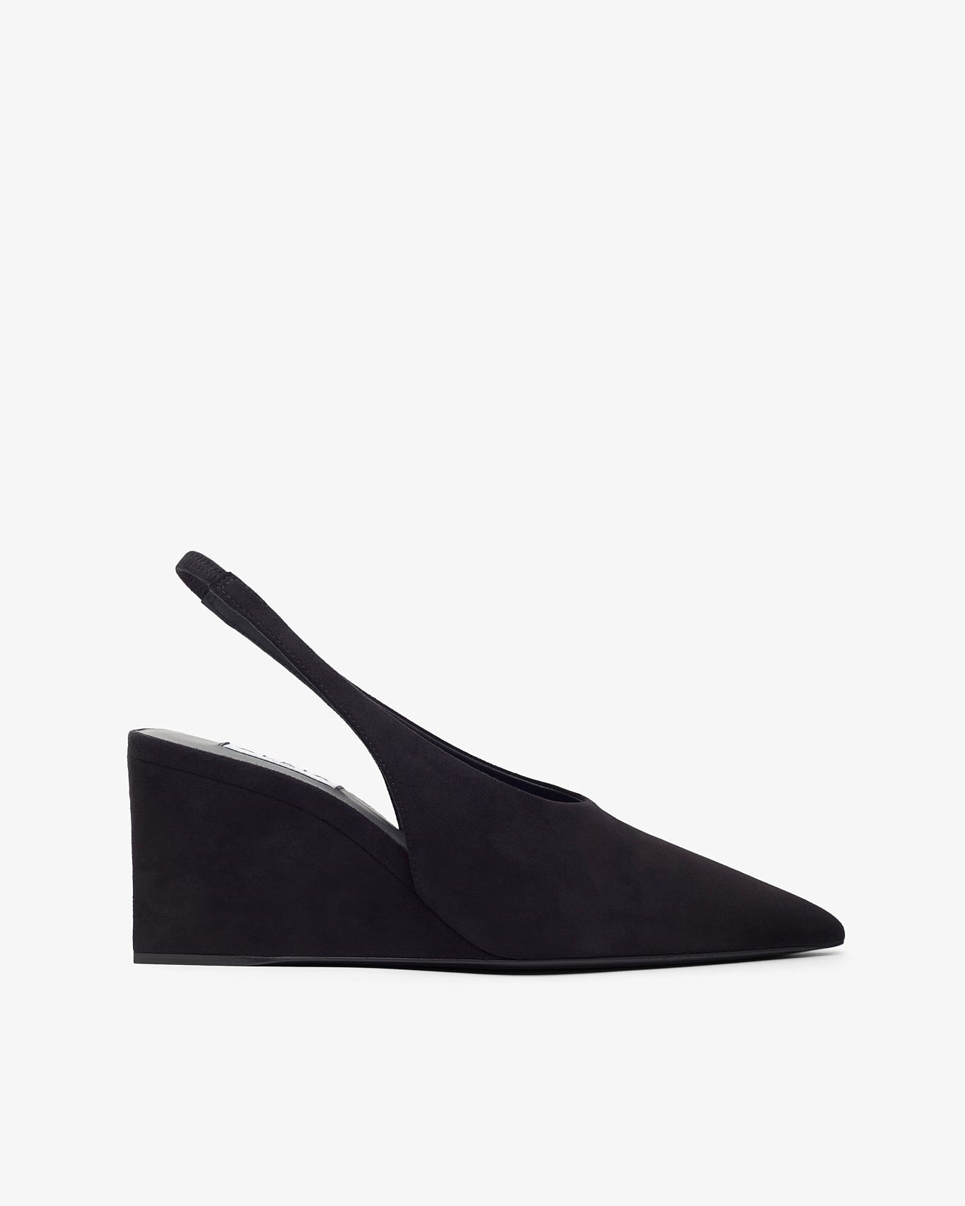 Black wedge sandal on a white background