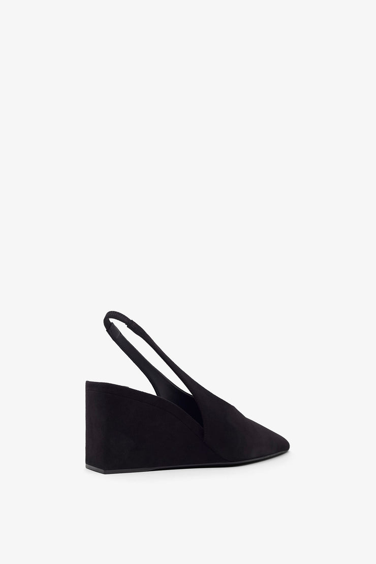 Black 90 suede slingback wedges