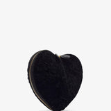Le Coeur black shearling crossbody bag