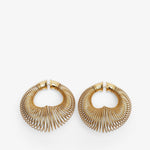 Pair of gold hoop earrings on a white background