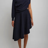 Midnight blue cut-out knit dress