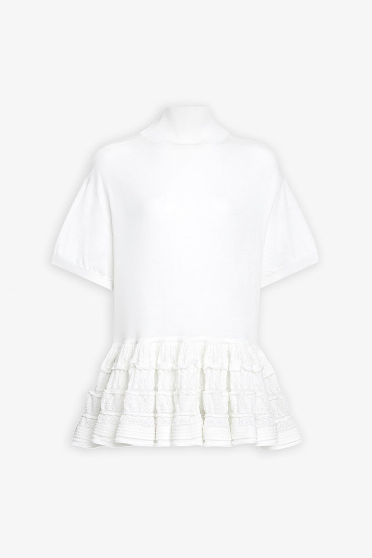 White wool peplum top