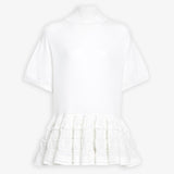 White wool peplum top