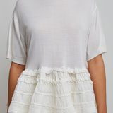 White wool peplum top