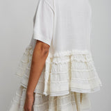 White wool peplum top